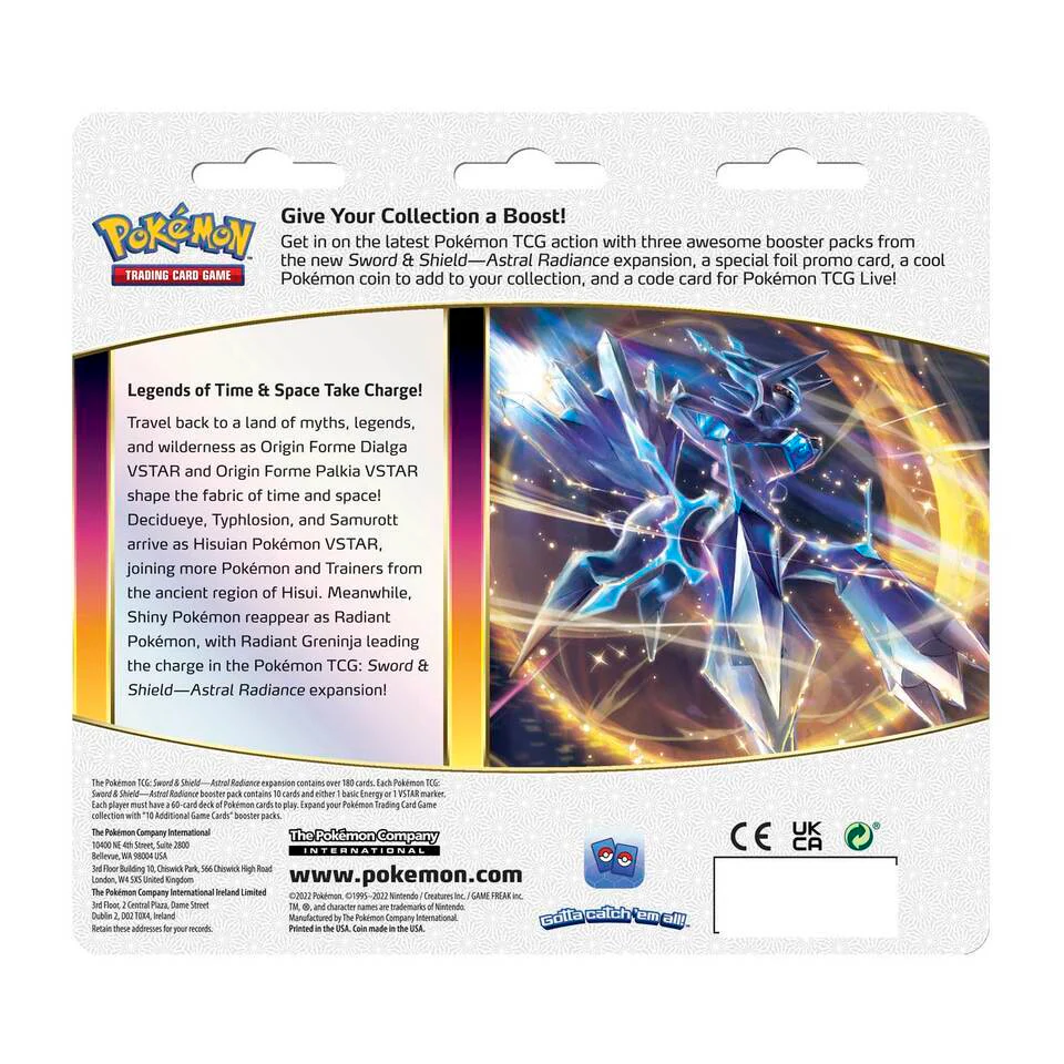Pokémon TCG: Sword & Shield Astral Radiance 3-Pack Blister (Eevee Card - Eevee Coin) - Image 3